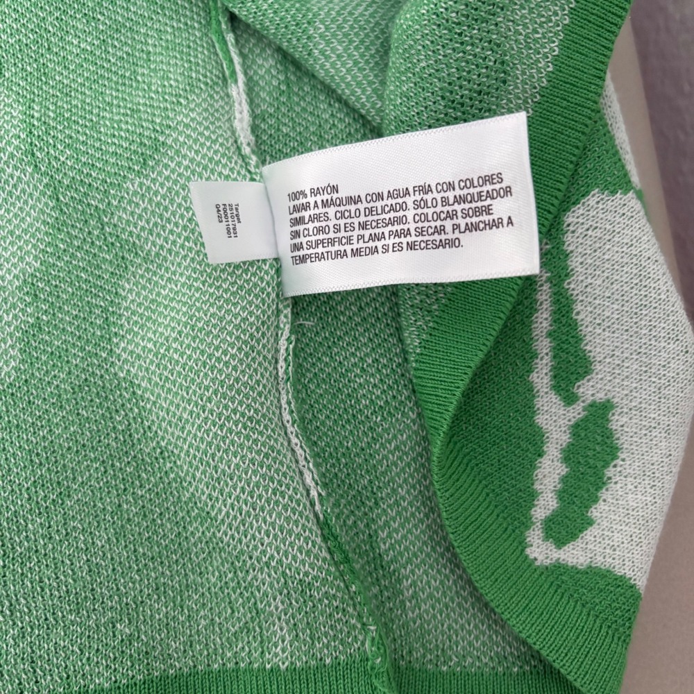 Diane von Furstenberg Green White Ginkgo Leaf Wrap Cardigan Sweater Size M Layr - Picture 12 of 12